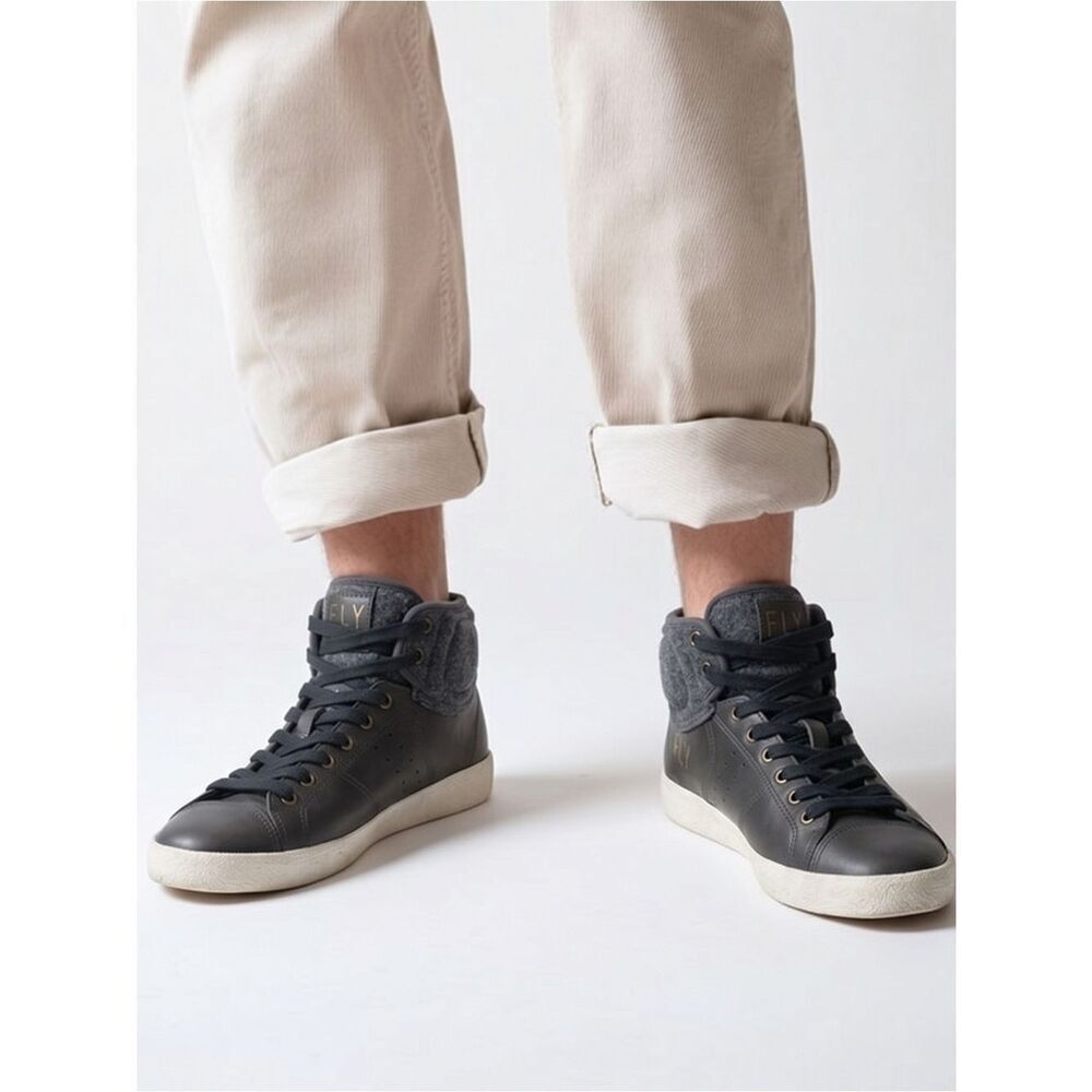 FLY LONDON | Men’s Gray High Top Lace Up Sneakers Size 43 (US 10)